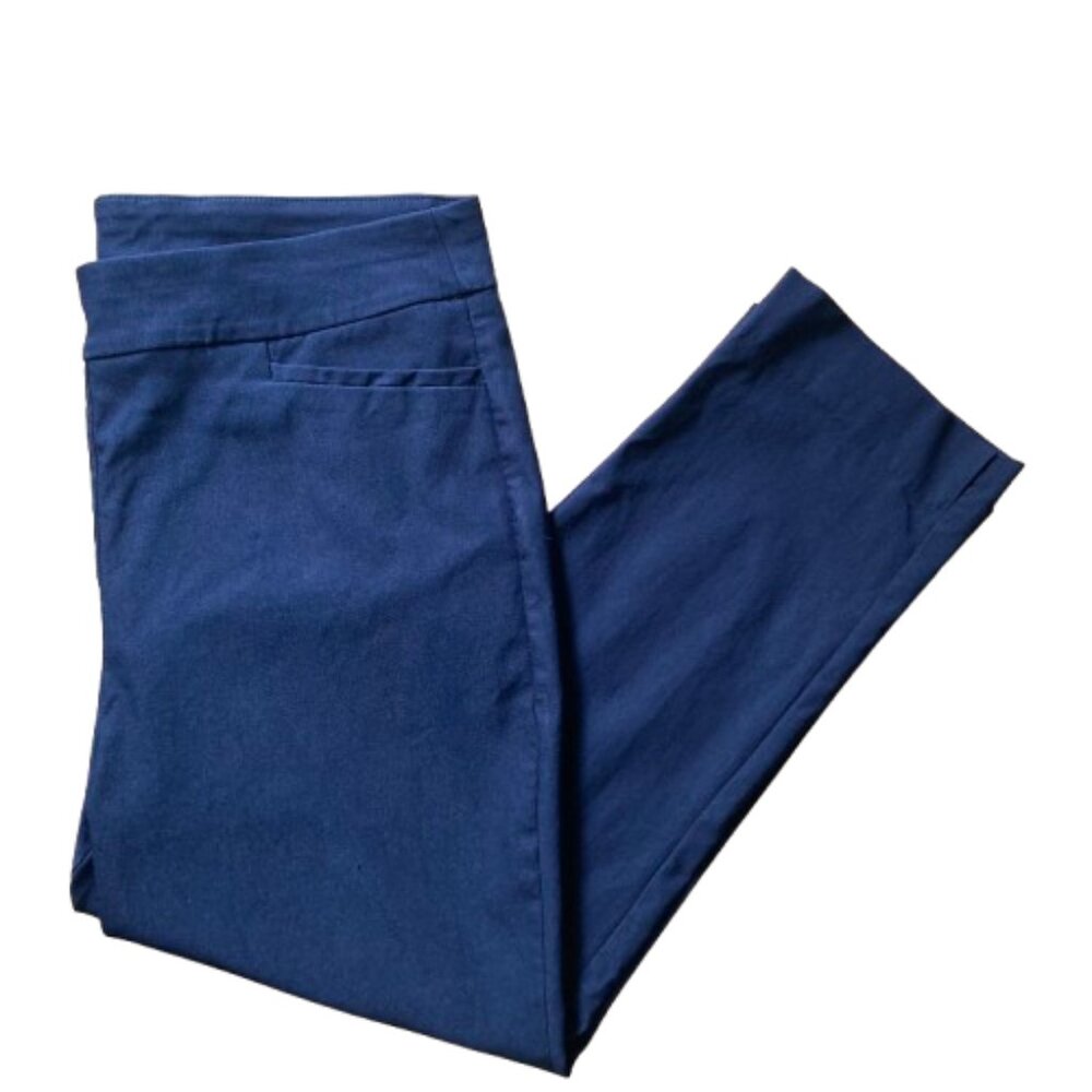 Chico's Cropped Pants Rich Navy Stretch High Waist, Career, sz. 2,  sz Large